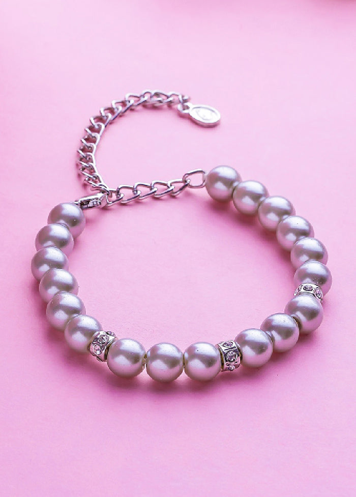 Rhodium Plated Enchanting Pearl Bracelet - Indian Silk House Agencies