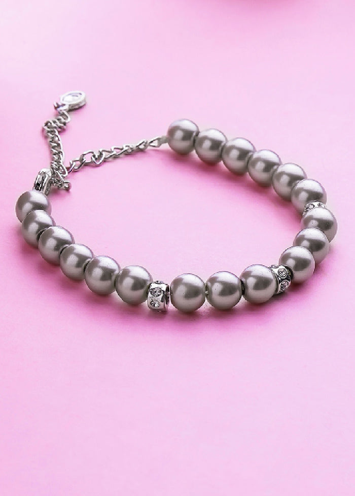 Rhodium Plated Pleasant Pearl Bracelet - Indian Silk House Agencies