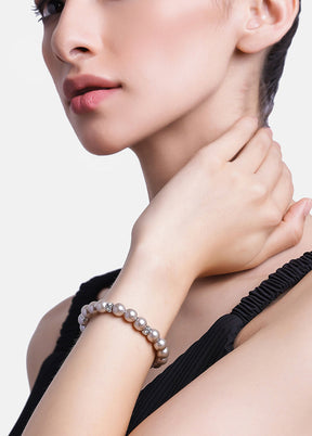 Rhodium Plated Pleasant Pearl Bracelet - Indian Silk House Agencies