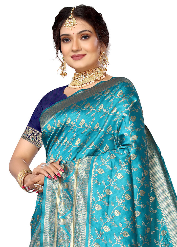 Rama Spun Silk Saree With Blouse Piece - Indian Silk House Agencies