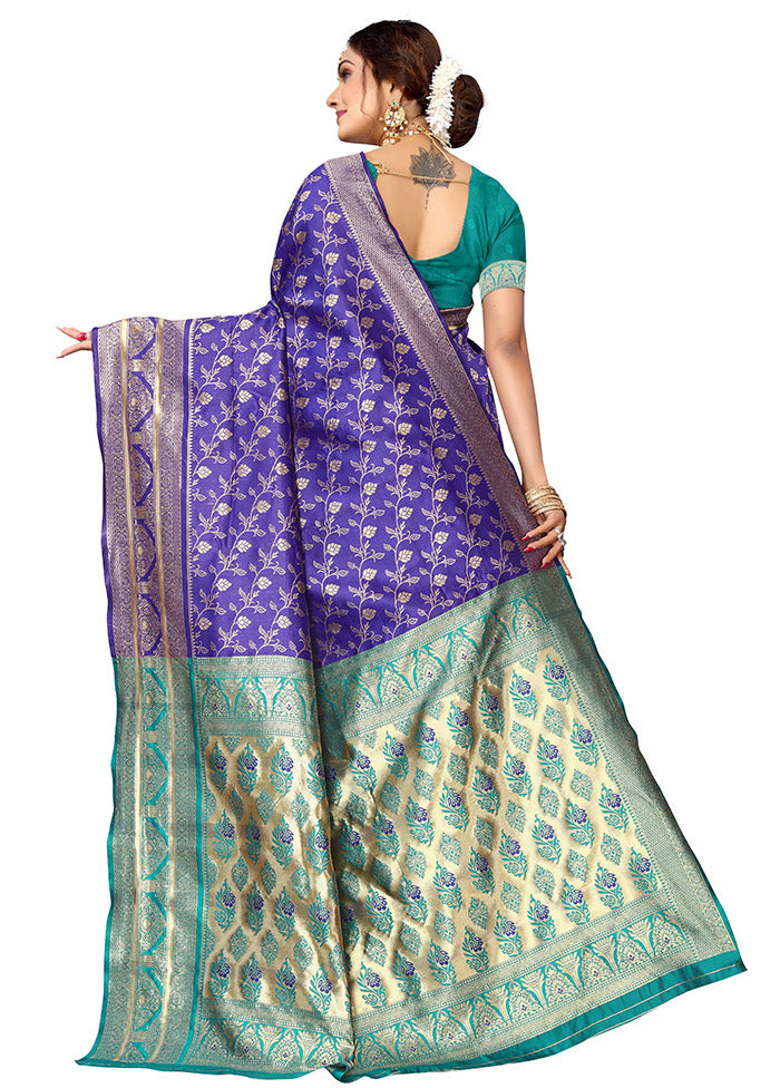 Violet Spun Silk Saree With Blouse Piece - Indian Silk House Agencies