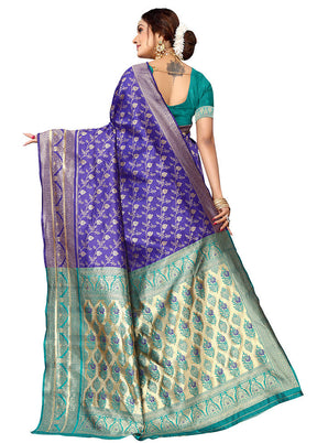 Violet Spun Silk Saree With Blouse Piece - Indian Silk House Agencies