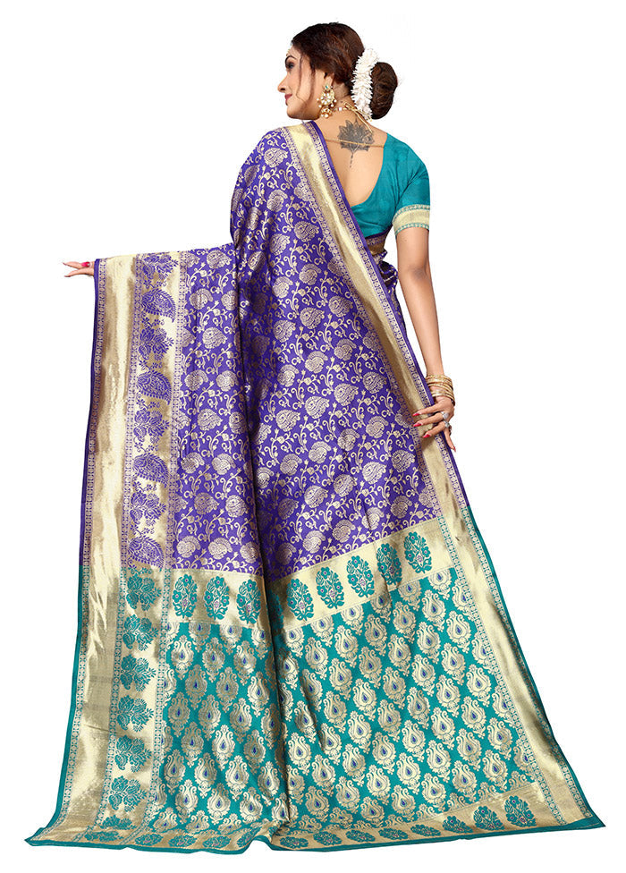 Violet Spun Silk Saree With Blouse Piece - Indian Silk House Agencies