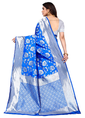 Royal Blue Spun Silk Saree With Blouse Piece - Indian Silk House Agencies