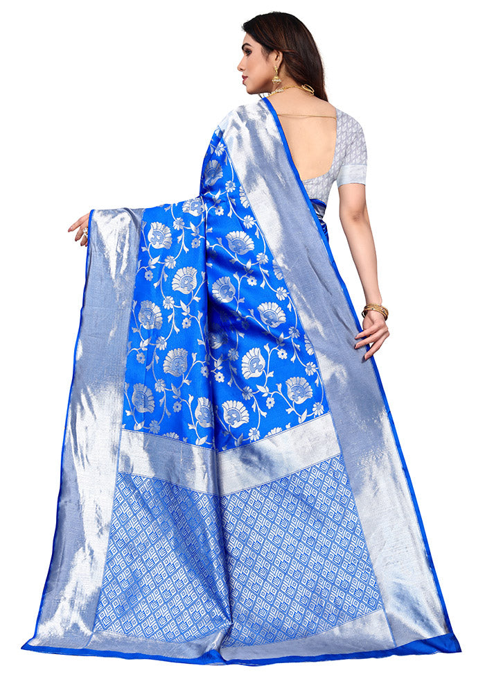 Royal Blue Spun Silk Saree With Blouse Piece - Indian Silk House Agencies