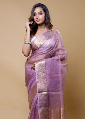 Purple Tussar Silk Saree With Blouse Piece