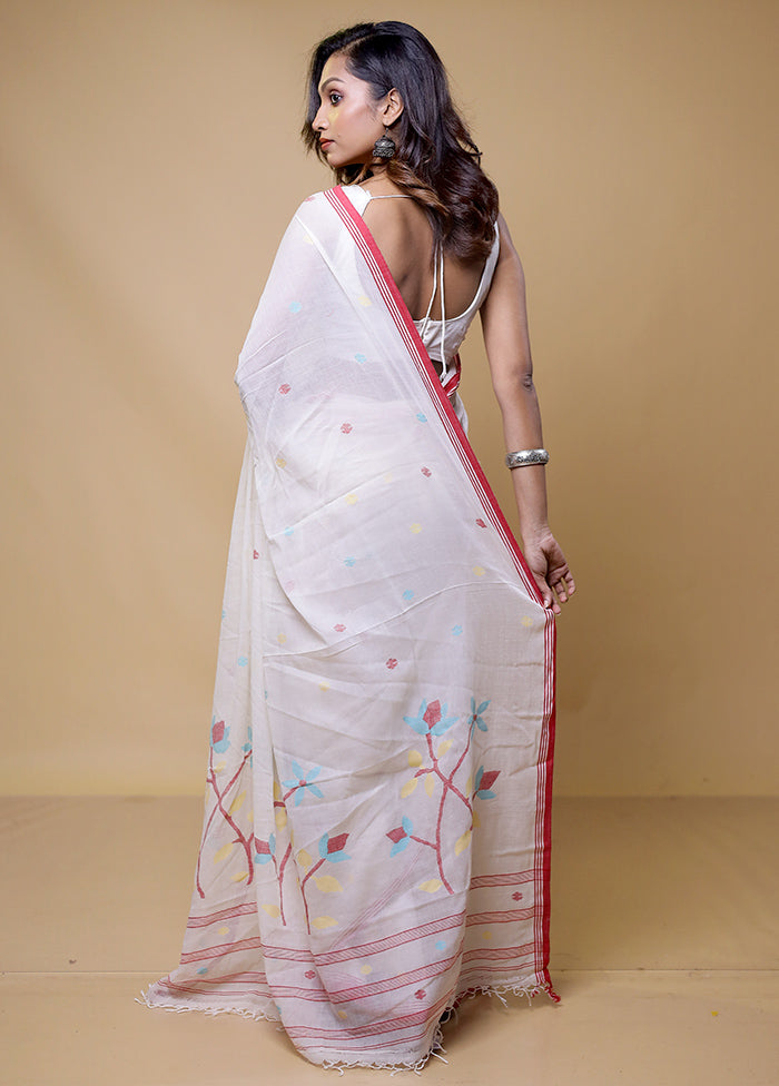 White Cotton Saree With Blouse Piece