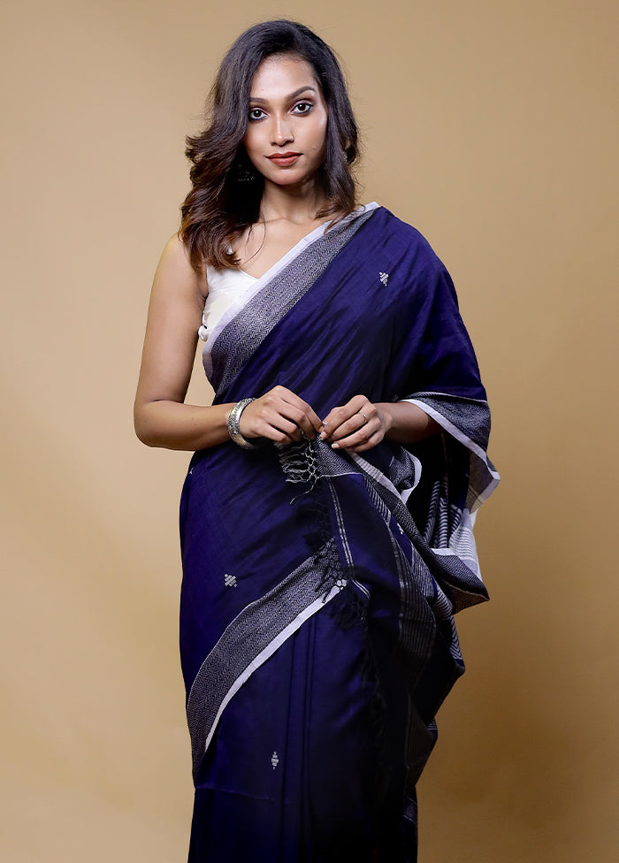 Purple Pure Cotton Saree With Blouse Piece