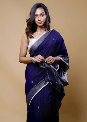 Purple Pure Cotton Saree With Blouse Piece