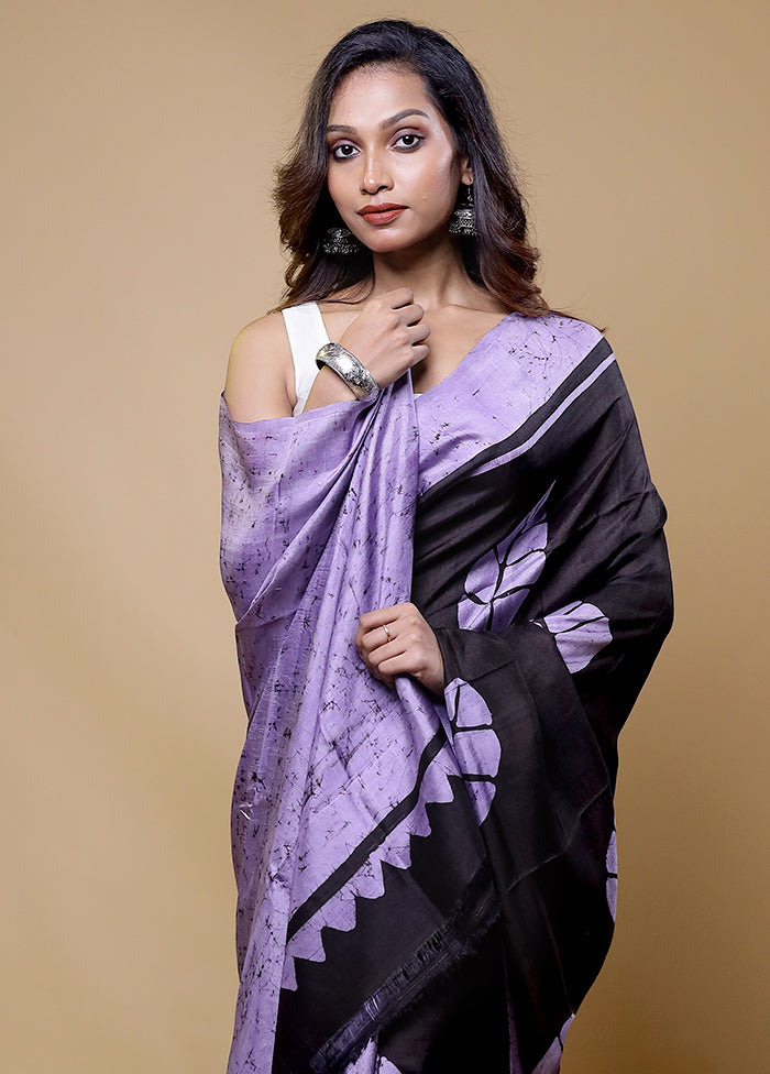 Black Tussar Silk Saree With Blouse Piece