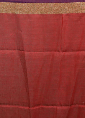 Red Linen Silk Saree With Blouse Piece