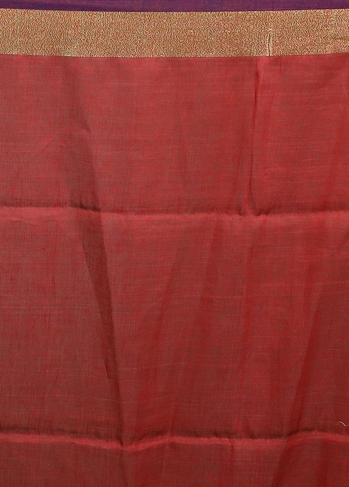 Red Linen Silk Saree With Blouse Piece