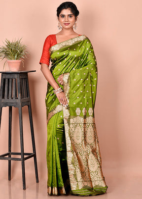 Green Pure Assam Silk Saree With Blouse Piece - Indian Silk House Agencies