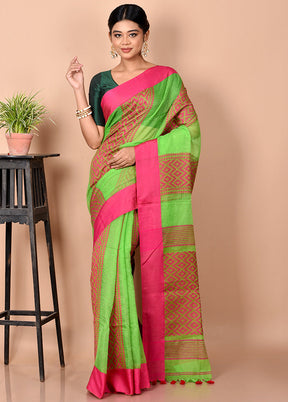 Green Matka Silk Saree With Blouse Piece - Indian Silk House Agencies