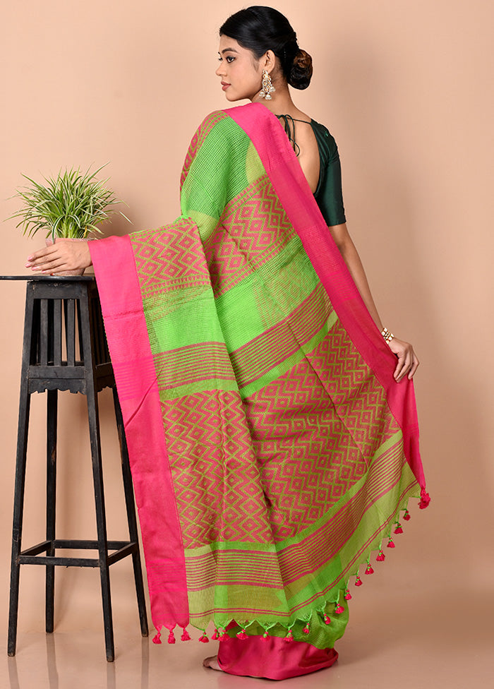 Green Matka Silk Saree With Blouse Piece - Indian Silk House Agencies