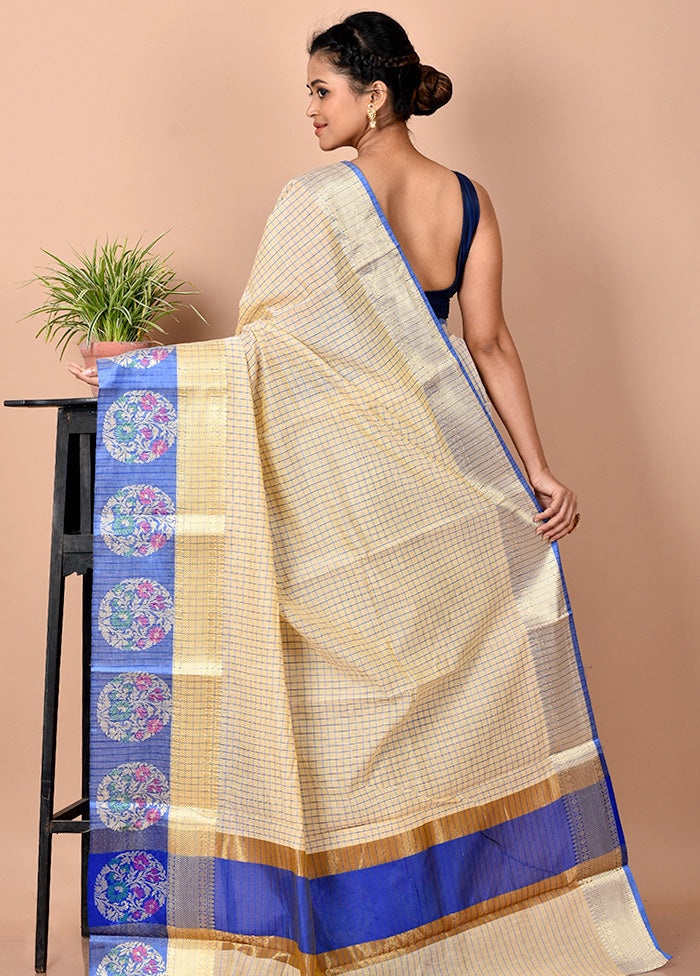 Cream Kora Silk Saree With Blouse Piece - Indian Silk House Agencies