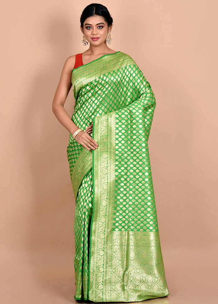 Green Uppada Silk Saree With Blouse Piece - Indian Silk House Agencies