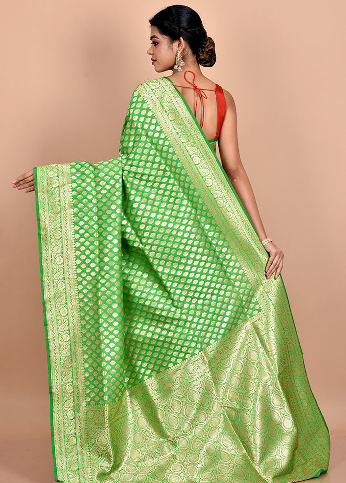 Green Uppada Silk Saree With Blouse Piece - Indian Silk House Agencies