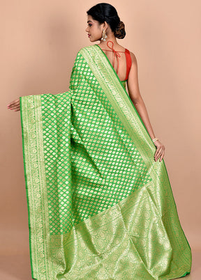 Green Uppada Silk Saree With Blouse Piece - Indian Silk House Agencies