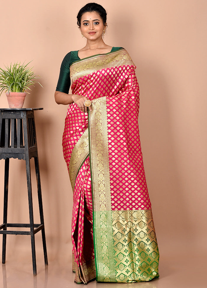 Pink Uppada Silk Saree With Blouse Piece - Indian Silk House Agencies