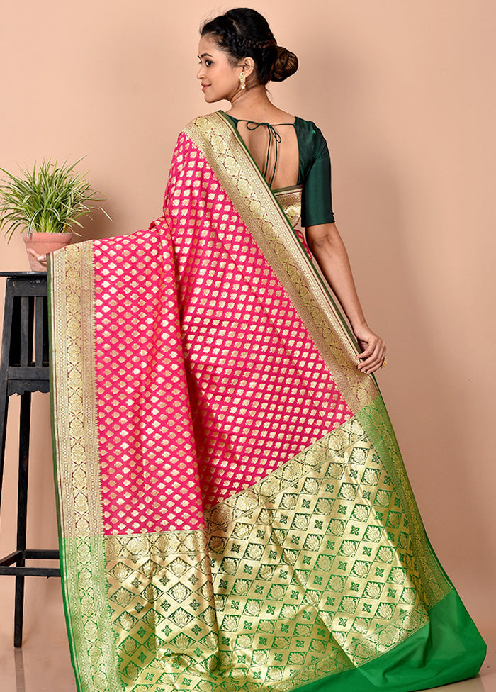 Pink Uppada Silk Saree With Blouse Piece - Indian Silk House Agencies