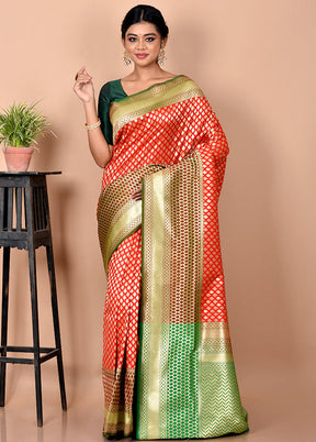 Red Uppada Silk Saree With Blouse Piece - Indian Silk House Agencies