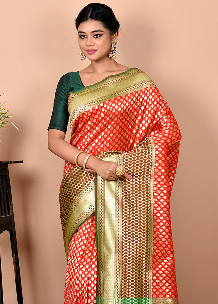 Red Uppada Silk Saree With Blouse Piece - Indian Silk House Agencies