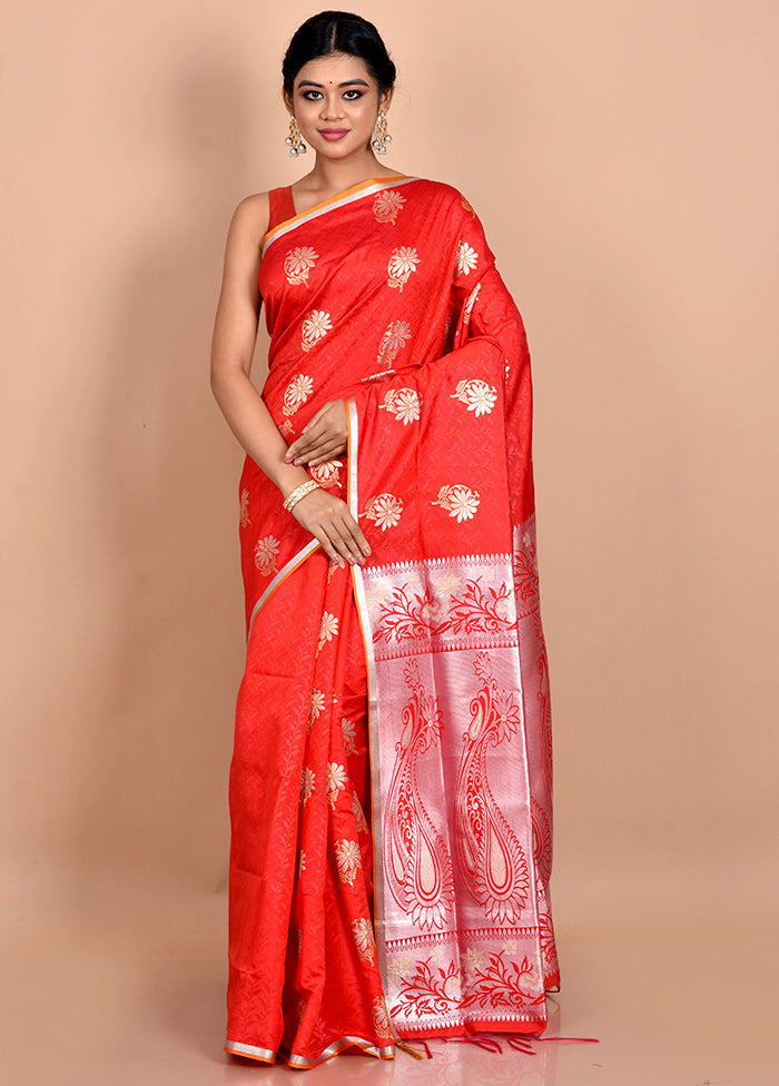 Red Kanjivaram Silk Saree With Blouse Piece - Indian Silk House Agencies