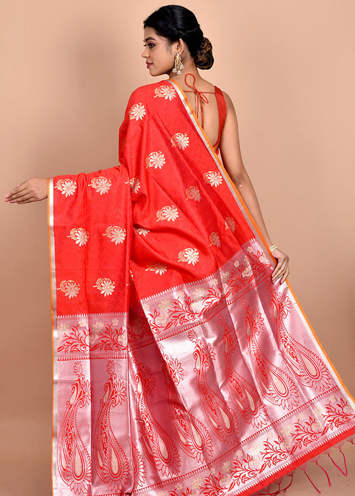 Red Kanjivaram Silk Saree With Blouse Piece - Indian Silk House Agencies