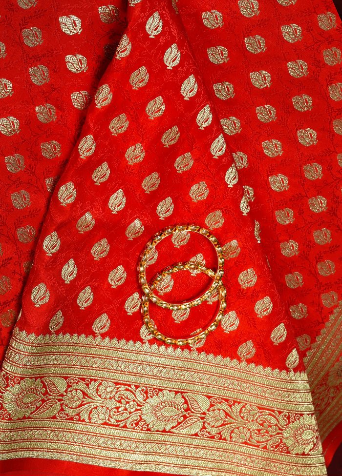 Red Banarasi Silk Saree With Blouse Piece - Indian Silk House Agencies