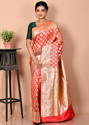 Pink Banarasi Silk Saree With Blouse Piece - Indian Silk House Agencies