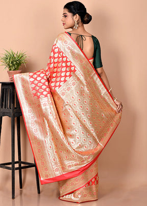 Pink Banarasi Silk Saree With Blouse Piece - Indian Silk House Agencies