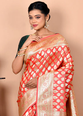 Pink Banarasi Silk Saree With Blouse Piece - Indian Silk House Agencies