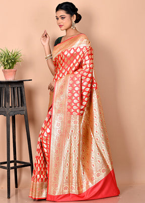 Pink Banarasi Silk Saree With Blouse Piece - Indian Silk House Agencies