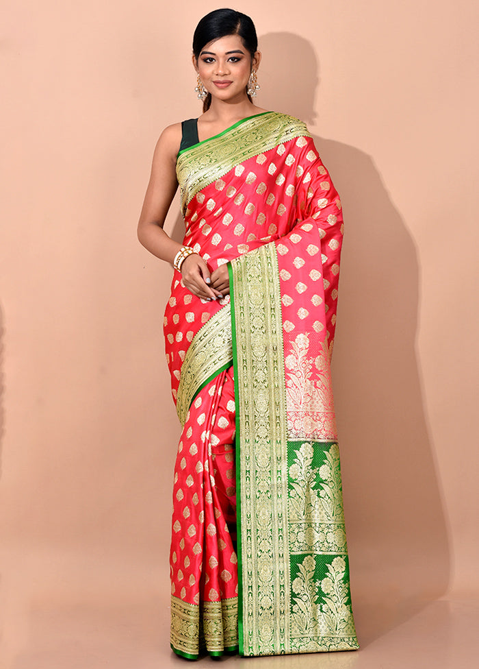 Pink Banarasi Silk Saree With Blouse Piece - Indian Silk House Agencies