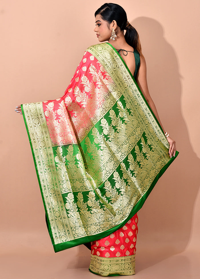 Pink Banarasi Silk Saree With Blouse Piece - Indian Silk House Agencies