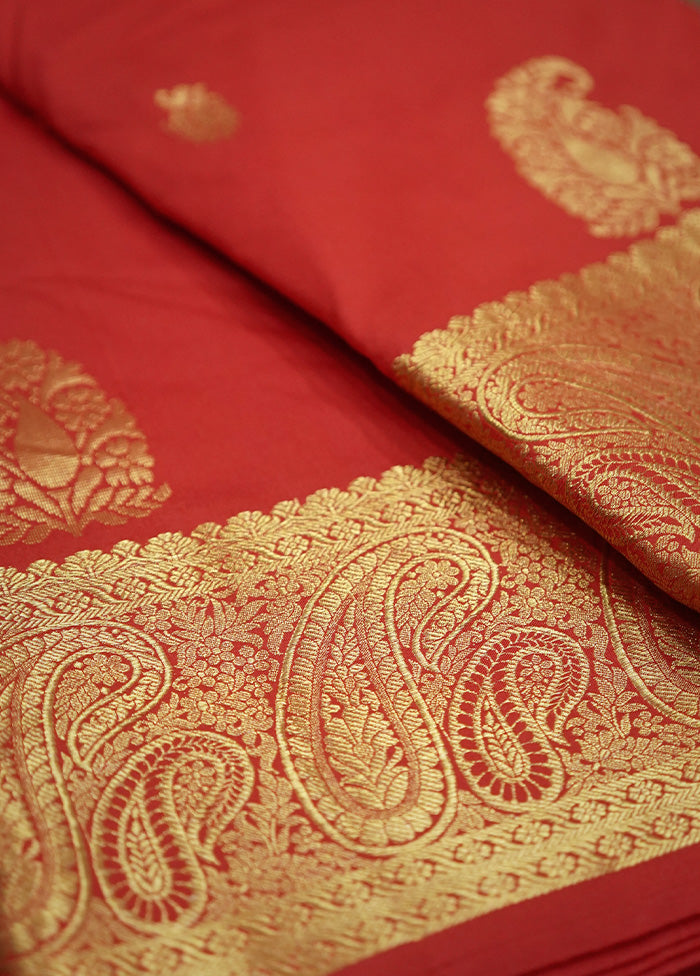 Red Kanjivaram Silk Saree With Blouse Piece - Indian Silk House Agencies