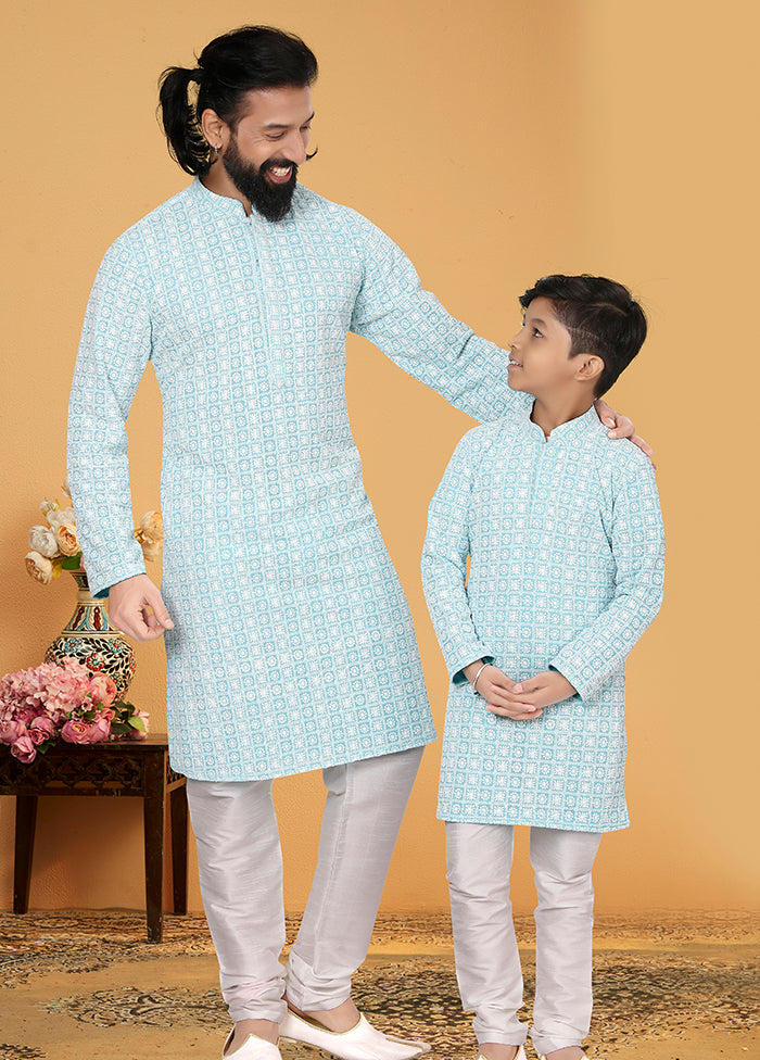 2 PC Multicolor Georgette Father And Son Combo
