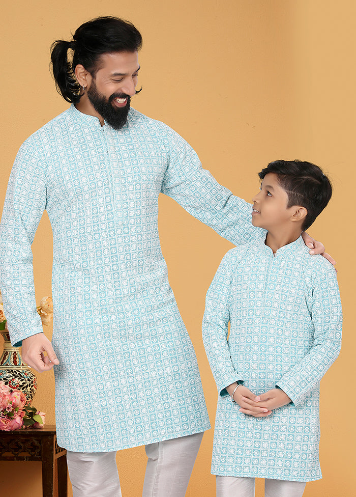 2 PC Multicolor Georgette Father And Son Combo