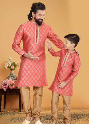 2 PC Multicolor  Silk Father And Son Combo