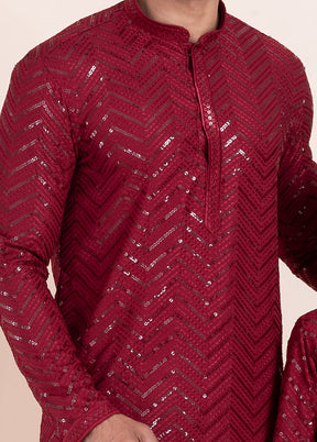 2 PC Maroon Viscose Father And Son Combo