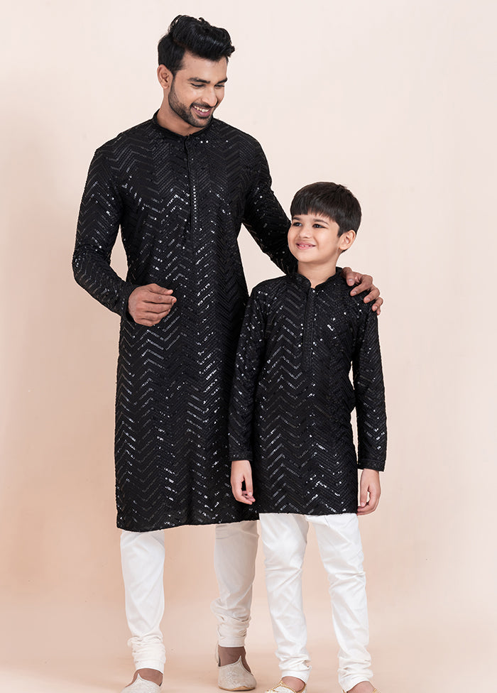 2 PC Black Viscose Father And Son Combo