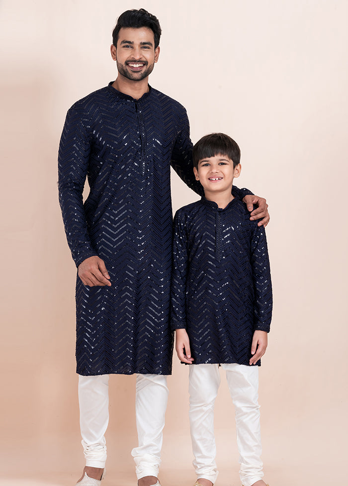 2 PC Blue Viscose Father And Son Combo