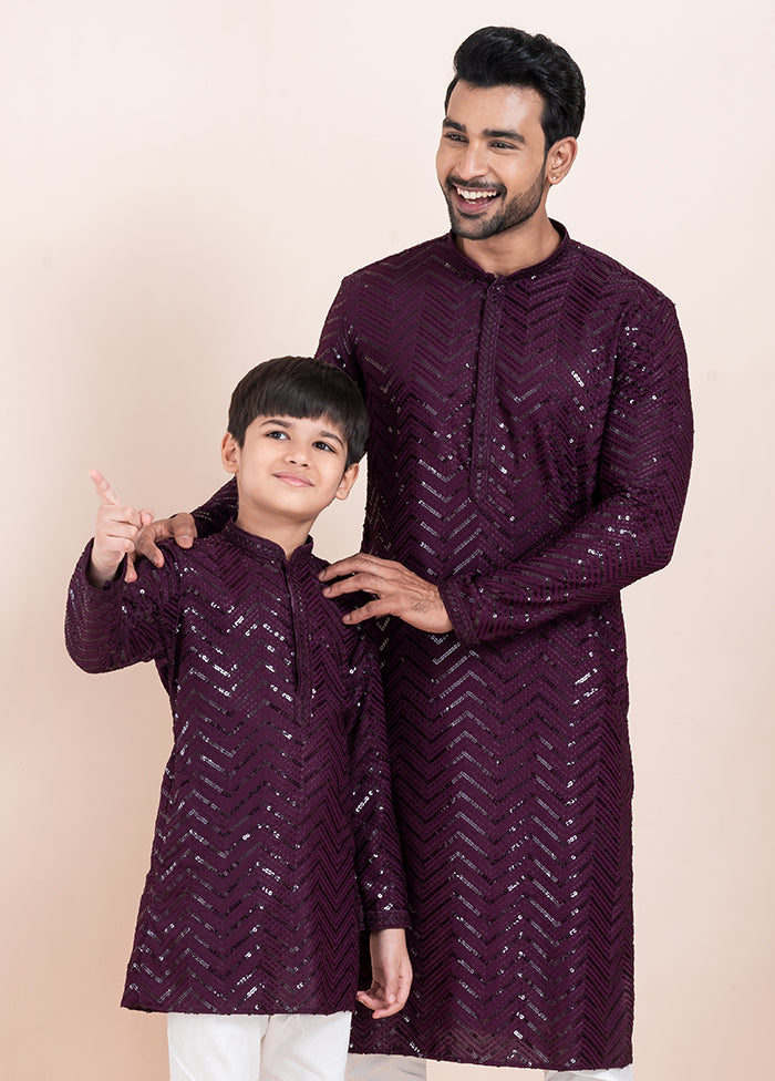 2 PC Purple Viscose Father And Son Combo