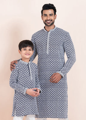 2 PC Blue Silk Father And Son Combo