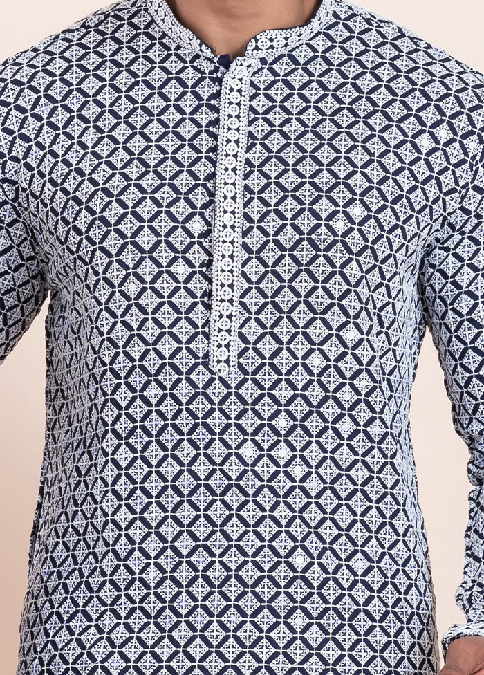 2 PC Blue Silk Father And Son Combo