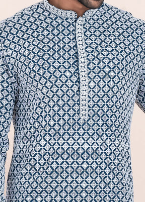 2 PC Blue Silk Father And Son Combo