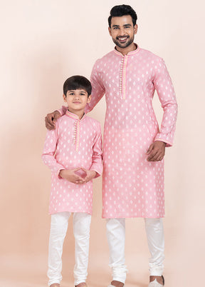 2 PC Pink Silk Father And Son Combo