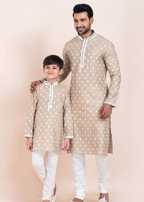 2 PC Brown Cotton Father And Son Combo