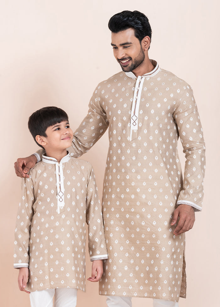 2 PC Brown Cotton Father And Son Combo